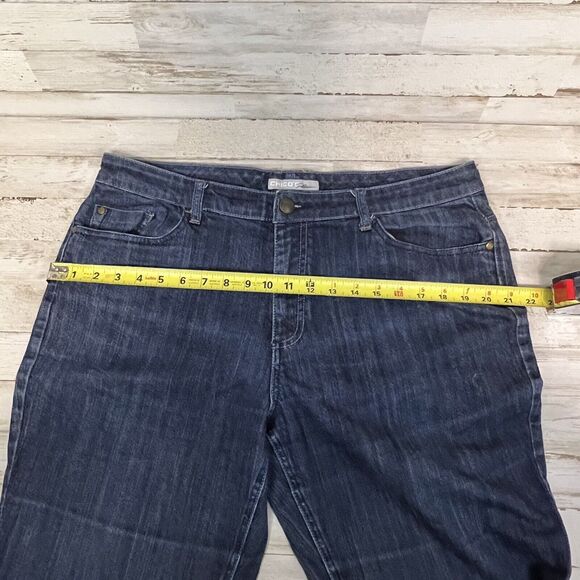 Womens CHICOS Platinum Straight Leg Jeans Size 3 Dark Wash Embroidered Pockets - Picture 11 of 13